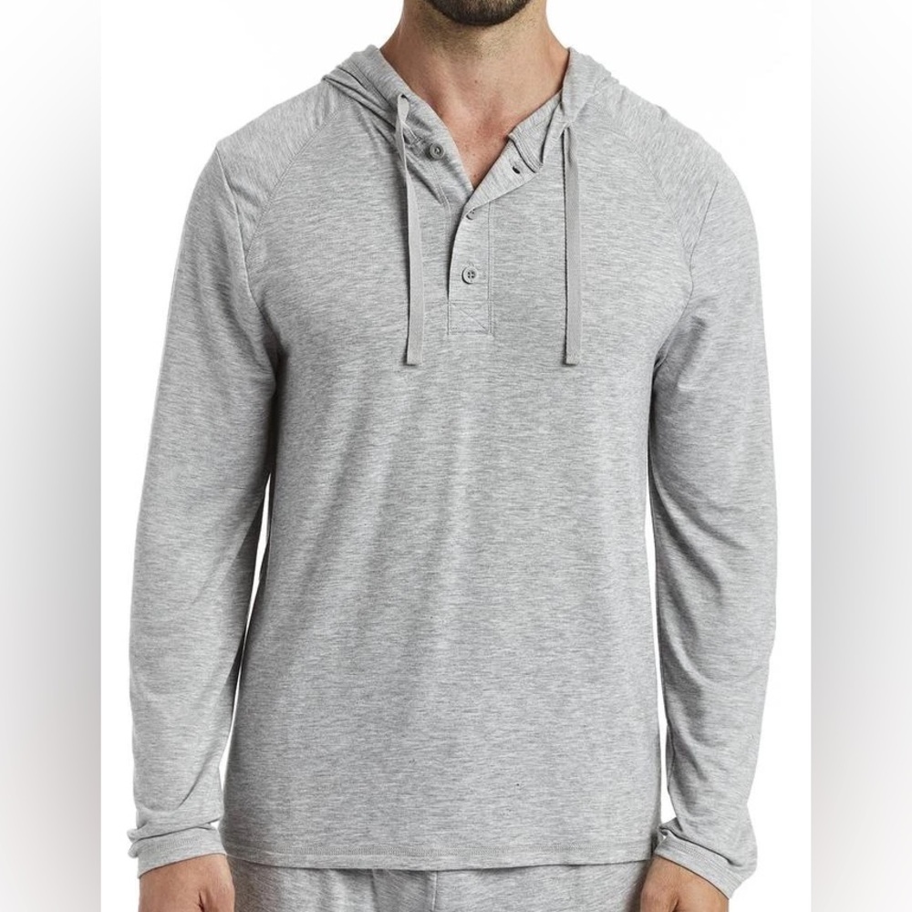 Mens Rainforest Long Sleeve Hoodie Top Gray Heather Size ML